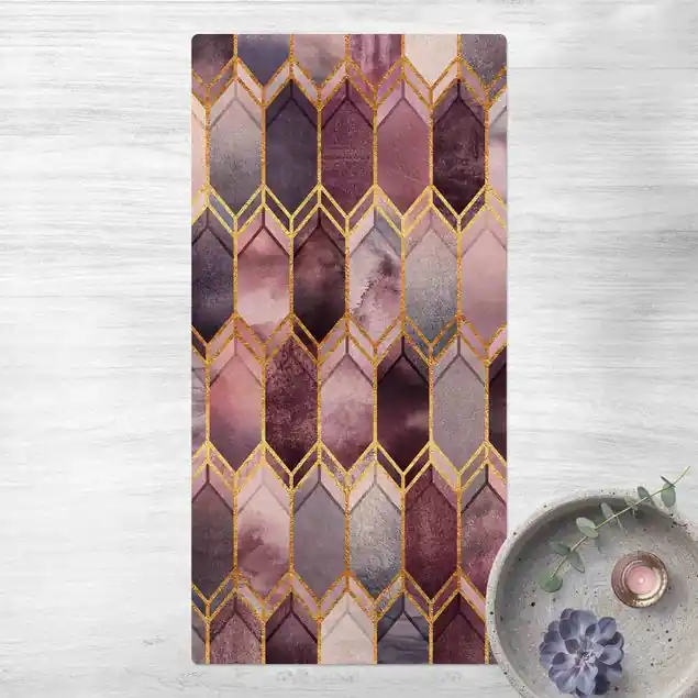 Glasmalerei geometrisch Rosé Gold Kork-Teppich Abverkauf