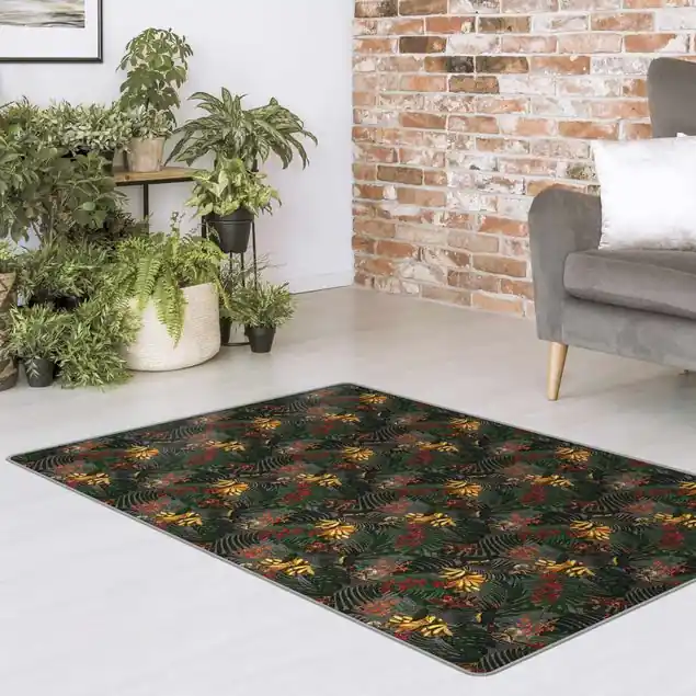 Tropische Farne mit Tucan Grün Teppich Saisonangebot