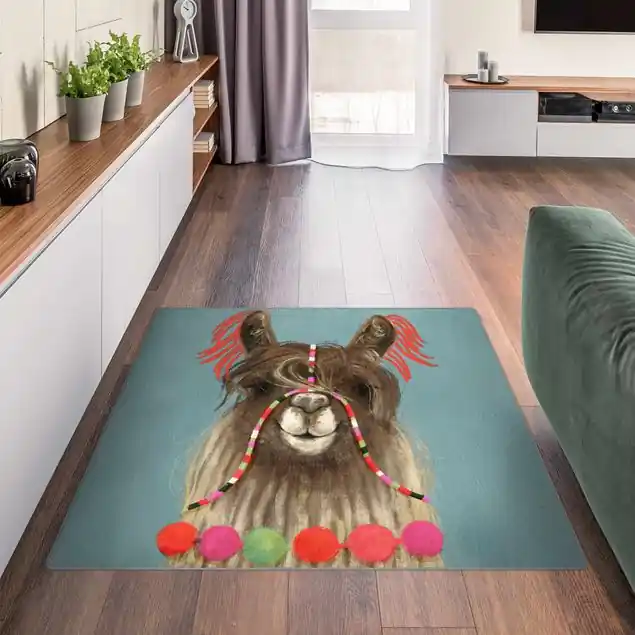 Lama mit Schmuck I Teppich Letzte Chance