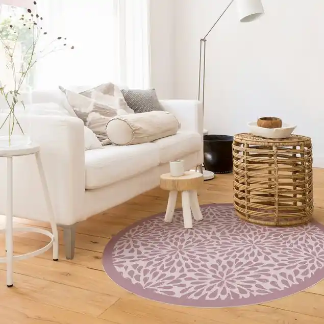 Mega-Angebot Gezeichnete Blüten aus Tropfen mit Rahmen Runder Vinyl-Teppich