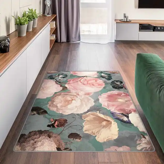 Neuheit Pastell Rosentraum auf Blau Teppich