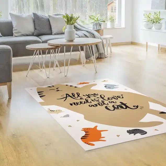 All you need is love and a cat Katzenbauch                               Vinylteppich Heißes Angebot