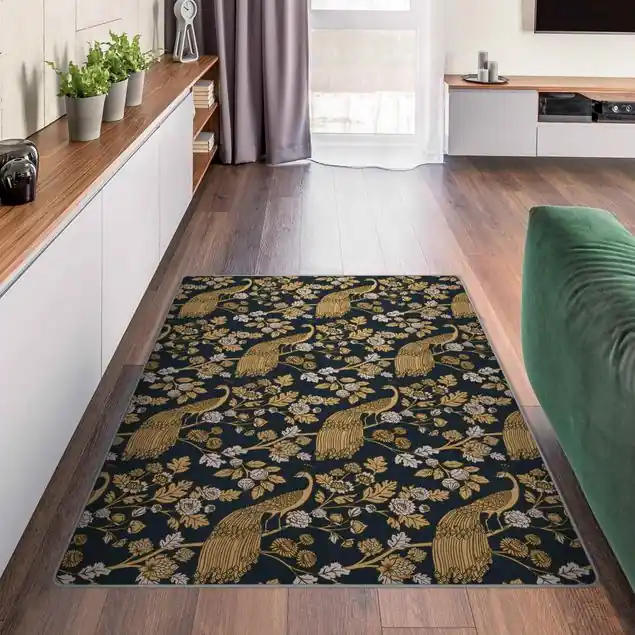 Pfauengarten Mitternachtsgold Teppich Günstig