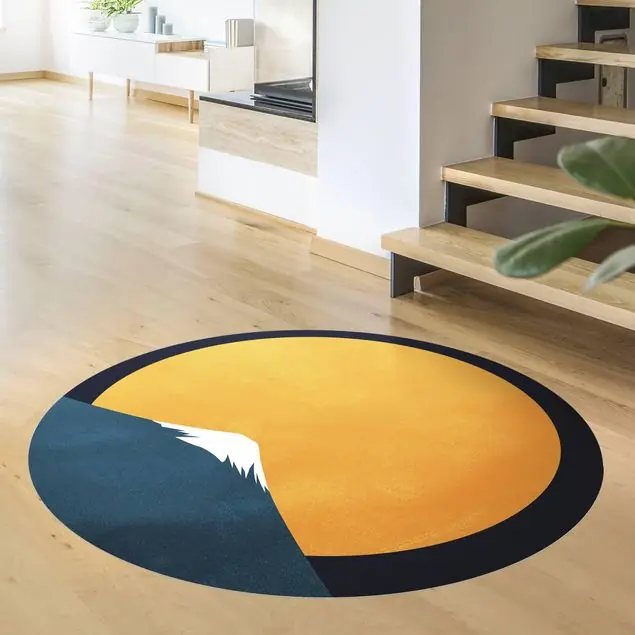 Sonne, Mond und Berge Runder Vinyl-Teppich Direkt Vom Hersteller