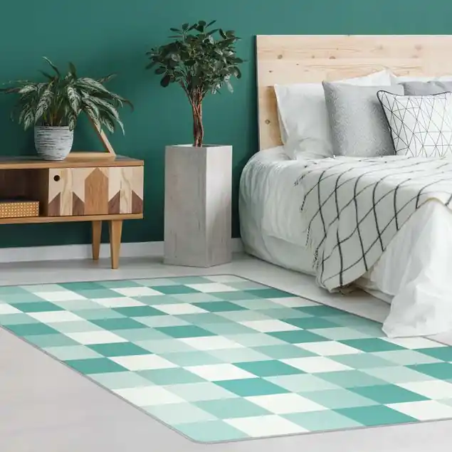 Expressversand Geometrisches Muster Buntes Schachbrett Blau                               Teppich