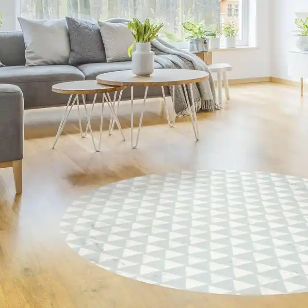 Online Kaufen Mintblaue Dreiecke mit Schraffur Runder Vinyl-Teppich