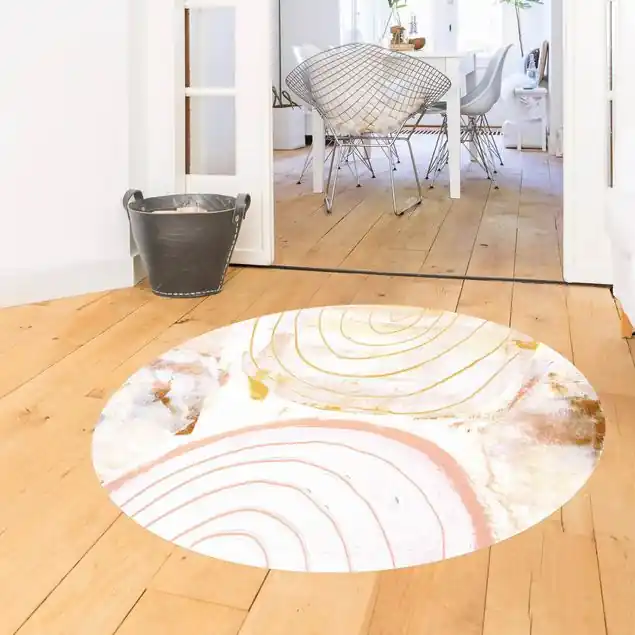 Strahlende Farbbögen in Karamell Runder Vinyl-Teppich Kostenloser Versand
