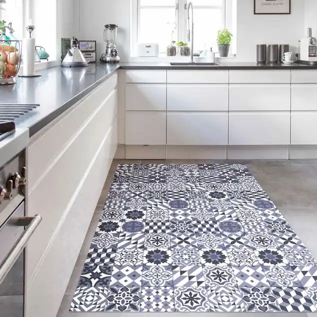 Beliebt Geometrischer Fliesenmix Violett Vinylteppich