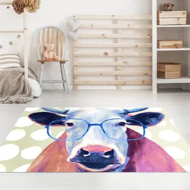 Bebrillte Tiere - Kuh Vinylteppich Super-Preis