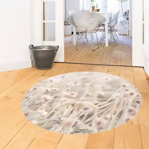 Strahlende Blumenwiese Runder Vinyl-Teppich Gratis Versand