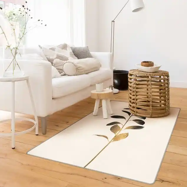 Grafische Pflanzenwelt - Gold und Grau Teppich Aktuell