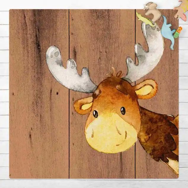 Aquarell Hirsch auf Holz Kork-Teppich Letzte Chance