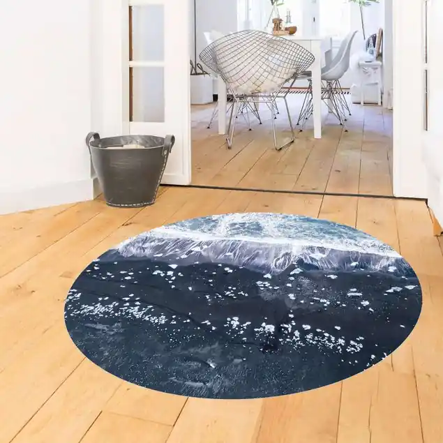 Luftbild - Jökulsárlón in Island Runder Vinyl-Teppich Günstig