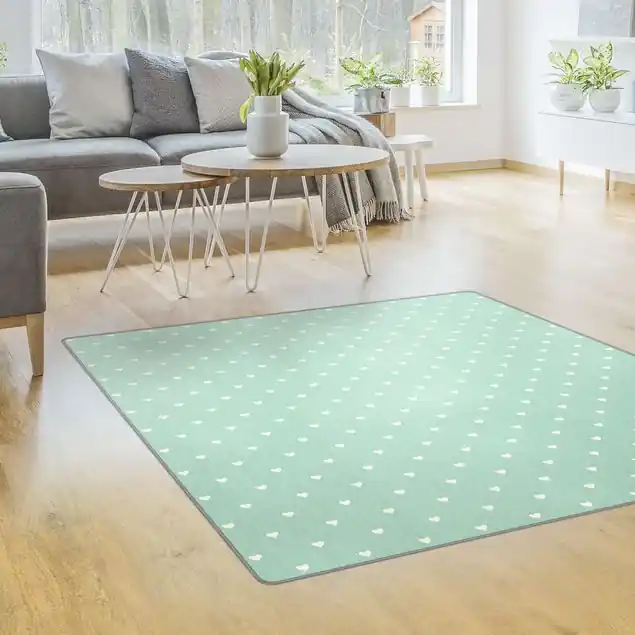 Super-Preis No.YK60 Weiße Herzen auf Mint Teppich