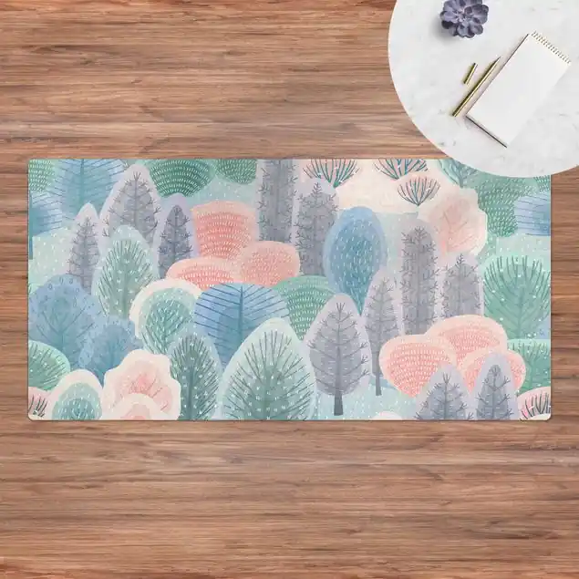 Zertifiziert Glücklicher Wald in Pastell Kork-Teppich