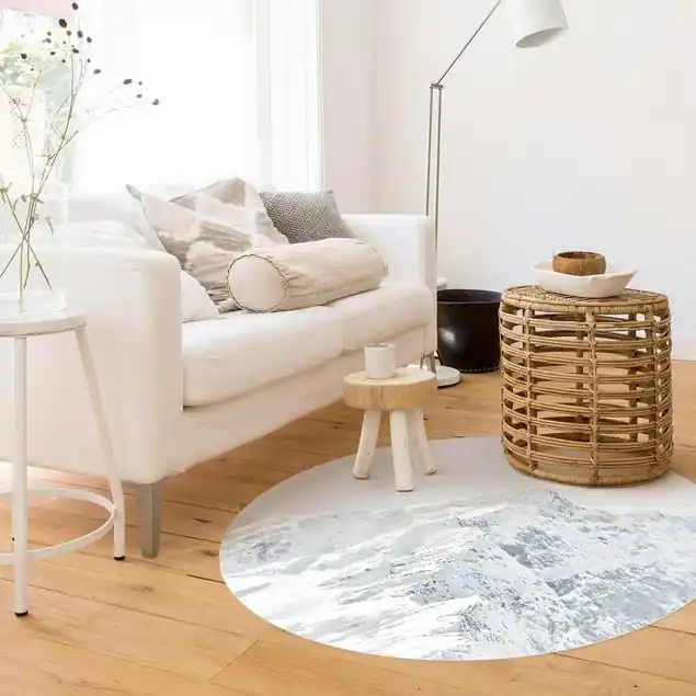 Zertifiziert Weiße Berge                               Runder Vinyl-Teppich