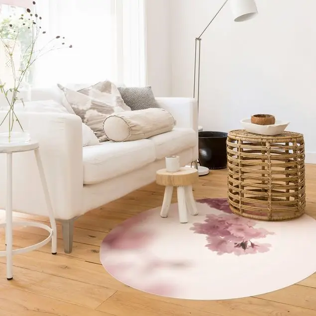 Zartrosane Frühlingsblüte mit Bokeh                               Runder Vinyl-Teppich Markenprodukt