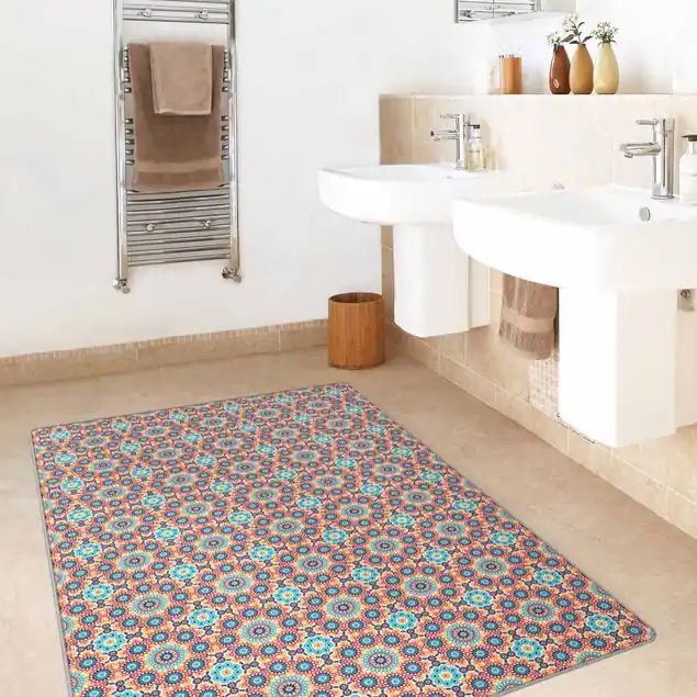 Zertifiziert Orientalisches Muster mit bunten Blumen                               Teppich