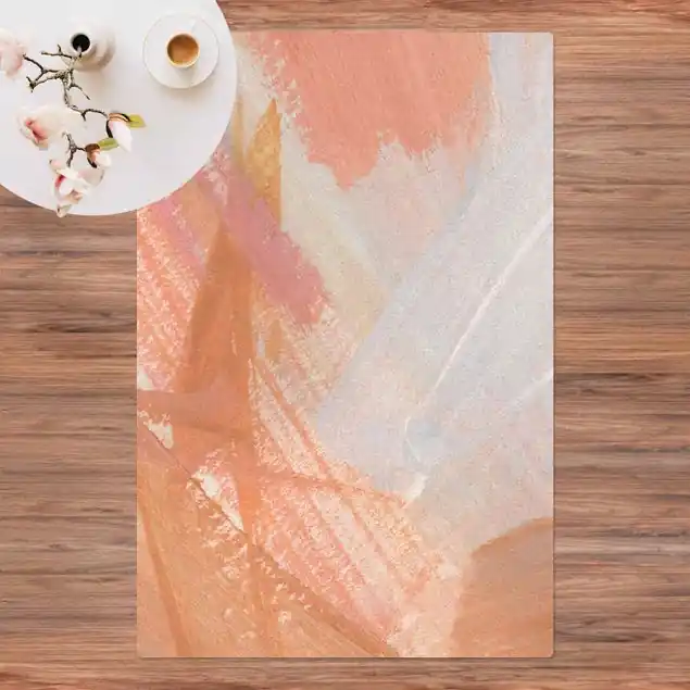 Aktuell Pink und Vanille I Kork-Teppich