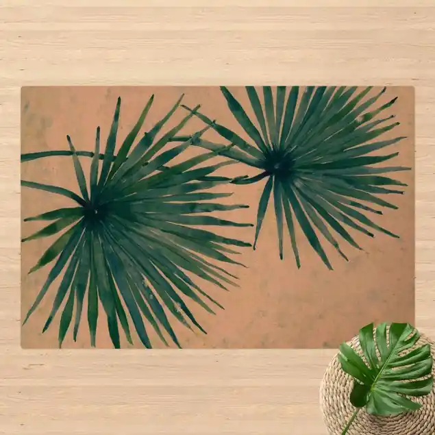 Tropische Palmenblätter Close-Up Kork-Teppich Nur Für Kurze Zeit