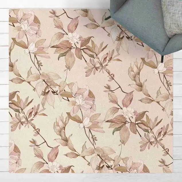 Romantisches Blütenaquarell Natur Sand Kork-Teppich Preisknaller
