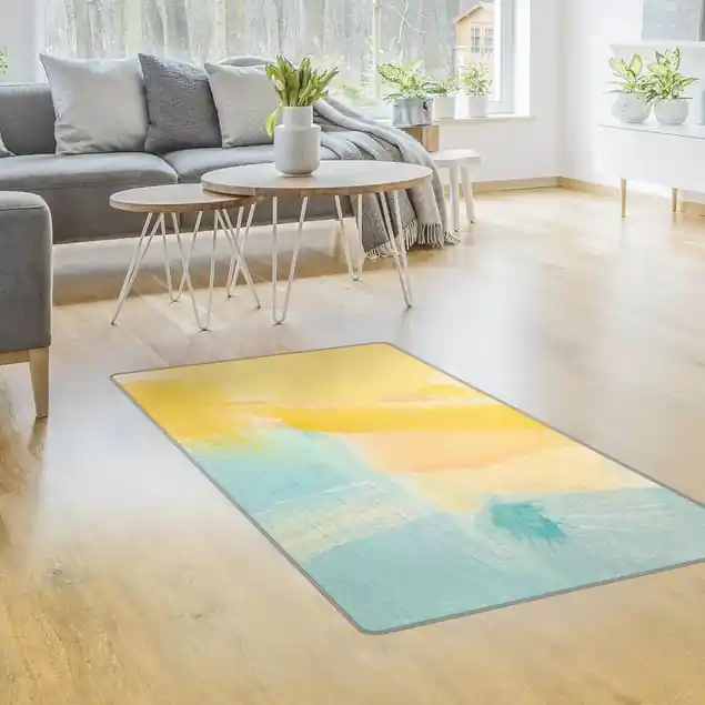 Neue Kollektion Frühlingskomposition in Gelb und Blau Teppich