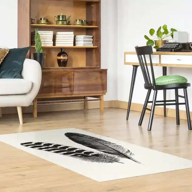 Aktuell Zwei Federn - Zeichnung Vinylteppich
