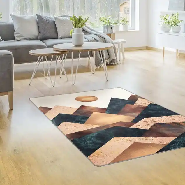 Kostenloser Versand Geometrische Berge Bronze Teppich