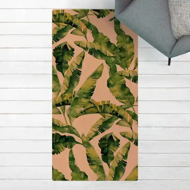 Billig Bananenblatt Aquarell Muster Kork-Teppich
