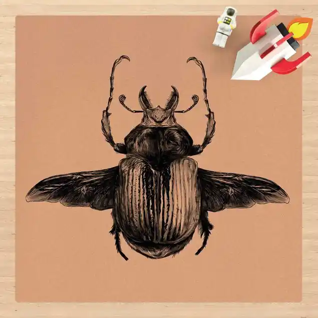 Nur Heute Illustration fliegender Käfer Schwarz Kork-Teppich