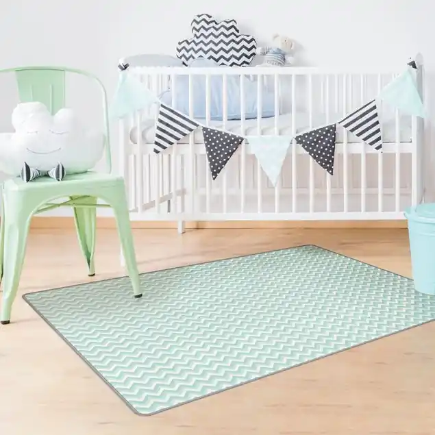 No.YK39 ZickZack Muster Blau Teppich Neu