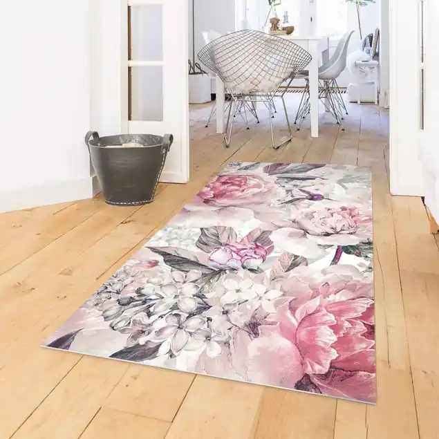 Zartes Aquarell Pfingstrosen Muster                               Vinylteppich Garantierte Lieferung