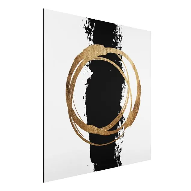 Abstrakte Formen - Gold und Schwarz                               Alu-Dibond Outdoor Bild Preis Gesenkt
