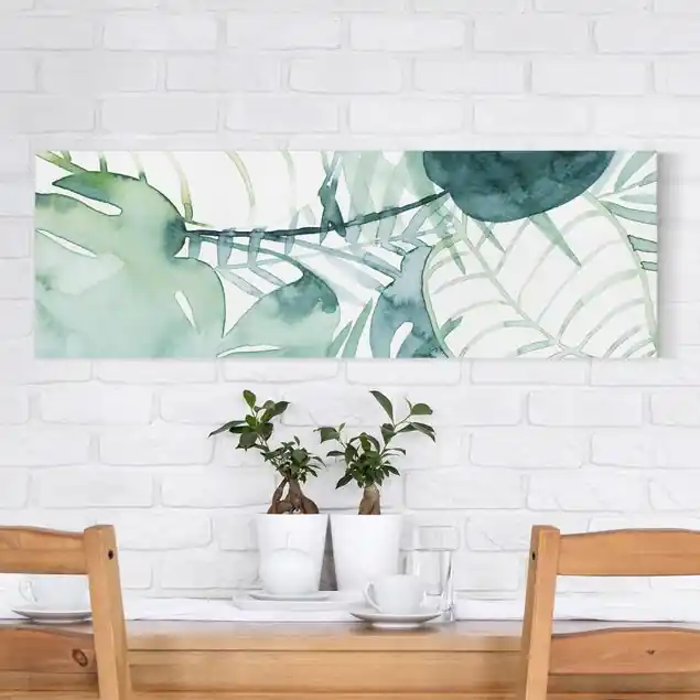 Palmwedel in Wasserfarbe II Leinwandbild • hergestellt in Deutschland • langlebiges Canvas mit Holzkeilrahmen • klassische Struktur Beliebt