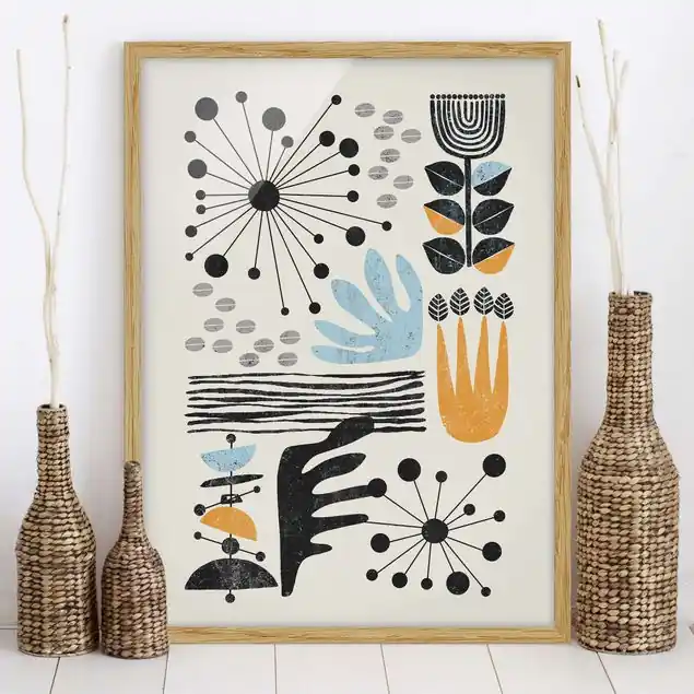 Abstrakt IV                               Bild mit Rahmen in Manufakturqualität • Eiche naturbelassen  • inkl. Rahmung von Hand • Made in Germany Meistverkauft