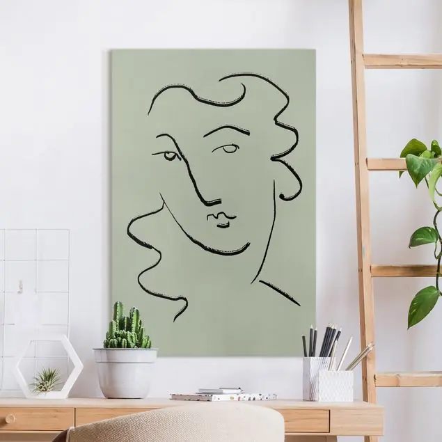 Picasso Hommage in Salbeigrün Leinwandbild • hergestellt in Deutschland • langlebiges Canvas mit Holzkeilrahmen • klassische Struktur Knallerangebot