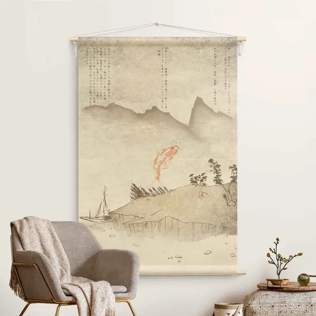 No.MW8 Japanische Stille Wandteppich • Handarbeit aus Deutschland • inkl. Rundhölzer & Baumwollseil • lösemittelfrei • natürliche Raumwirkung Heißes Angebot