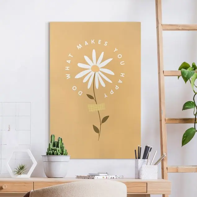 Do what makes you happy with Flower                               Leinwandbild • hergestellt in Deutschland • langlebiges Canvas mit Holzkeilrahmen • klassische Struktur Jetzt Kaufen