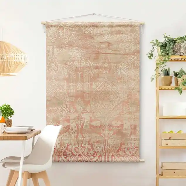Ornamentgewebe III Wandteppich • Handarbeit aus Deutschland • inkl. Rundhölzer & Baumwollseil • lösemittelfrei • natürliche Raumwirkung Bestpreis