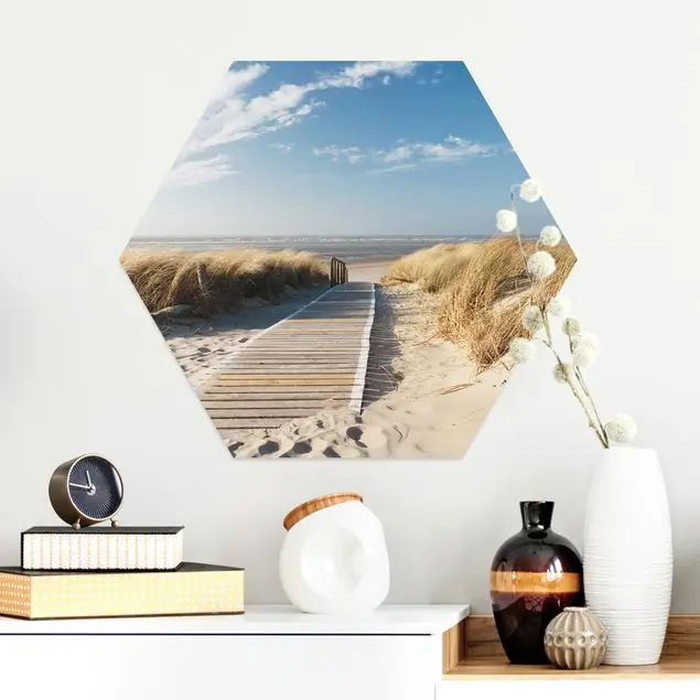 Versand Am Gleichen Tag Ostsee Strand Hexagon-Alu-Dibond Bild