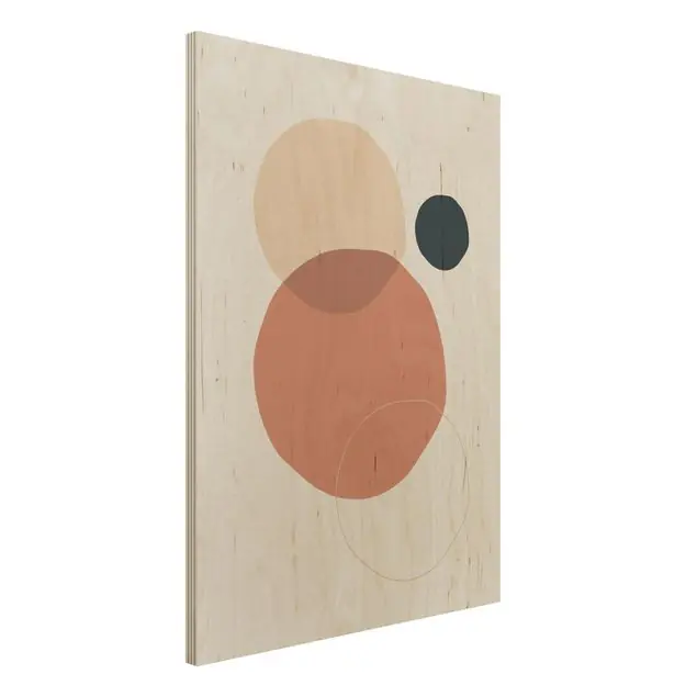 Bestseller Line Art Kreise Pastell Holzbild - Hochformat 3:4