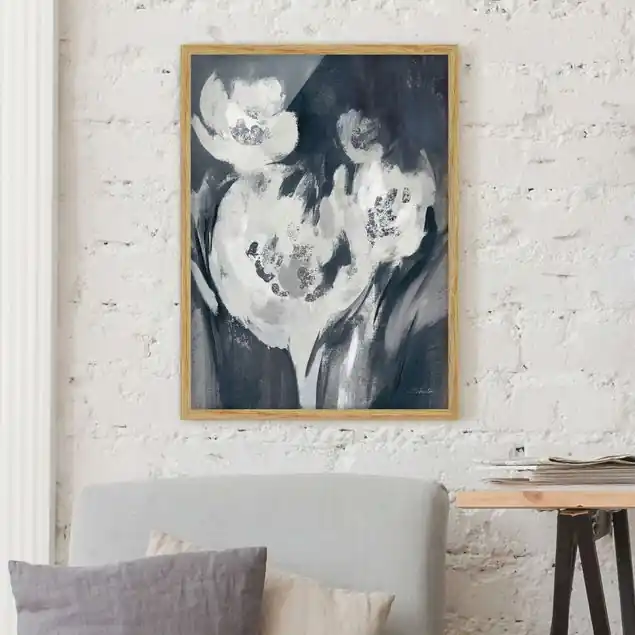 Nachtblüten Bild mit Rahmen in Manufakturqualität • Eiche naturbelassen • inkl. Rahmung von Hand • Made in Germany Top-Angebot