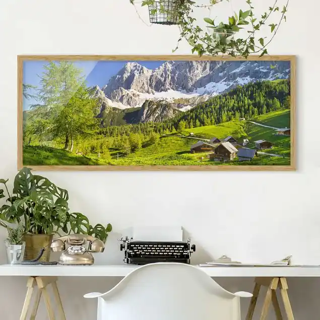 Solange Der Vorrat Reicht Steiermark Almwiese Bild mit Rahmen in Manufakturqualität • Eiche naturbelassen • inkl. Rahmung von Hand • Made in Germany