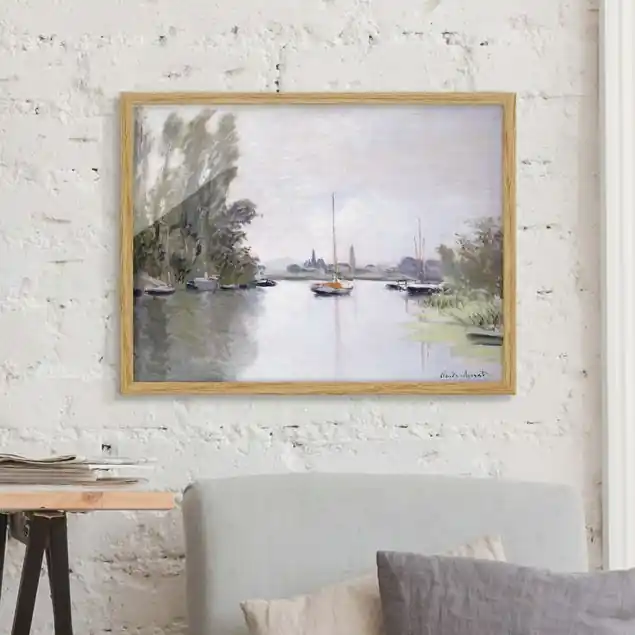 Zertifiziert Claude Monet - Argenteuil Bild mit Rahmen in Manufakturqualität • Eiche naturbelassen • inkl. Rahmung von Hand • Made in Germany
