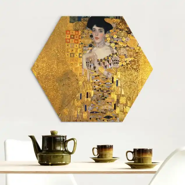 Zertifiziert Gustav Klimt - Adele Bloch-Bauer I Hexagon-Alu-Dibond Bild