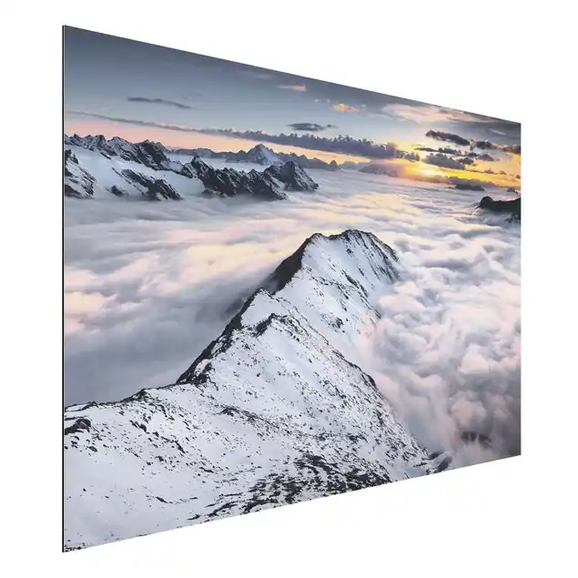 Blick über Wolken und Berge Alu-Dibond Outdoor Bild Meistverkauft