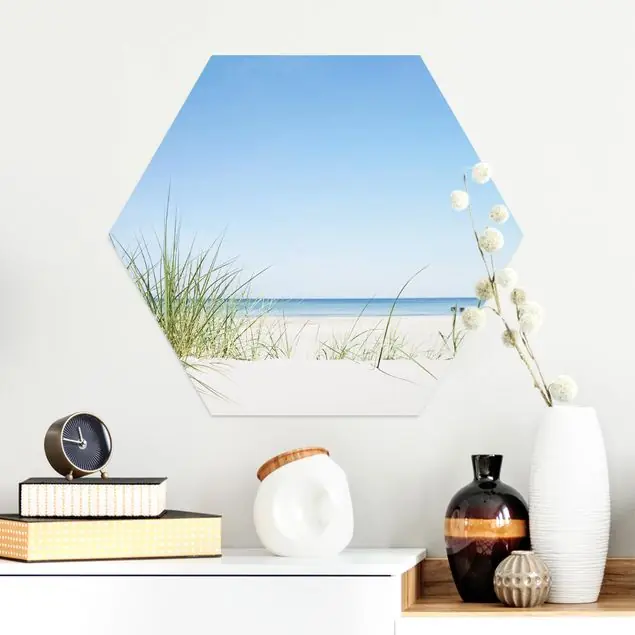 Ostseeküste Hexagon-Alu-Dibond Bild Neue Ware