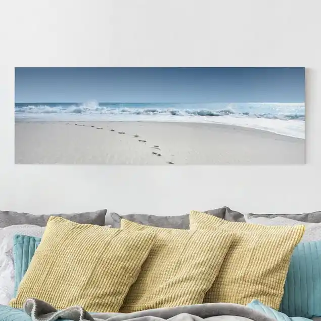 Spuren im Sand Leinwandbild • hergestellt in Deutschland • langlebiges Canvas mit Holzkeilrahmen • klassische Struktur Kostenloser Rückversand