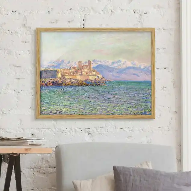 Schneller Versand Claude Monet - Antibes-Le Fort Bild mit Rahmen in Manufakturqualität • Eiche naturbelassen • inkl. Rahmung von Hand • Made in Germany