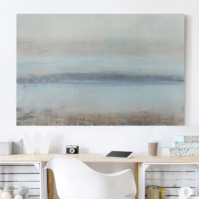 Horizont über Blau I Leinwandbild • hergestellt in Deutschland • langlebiges Canvas mit Holzkeilrahmen • klassische Struktur Sonderangebot